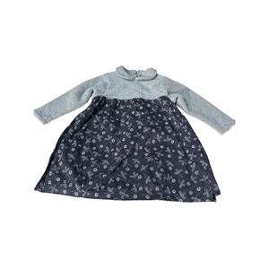 Cakewalk Kids Dress Gray Fuzzy Top Navy Dragonfly Print Long Sleeve 2T